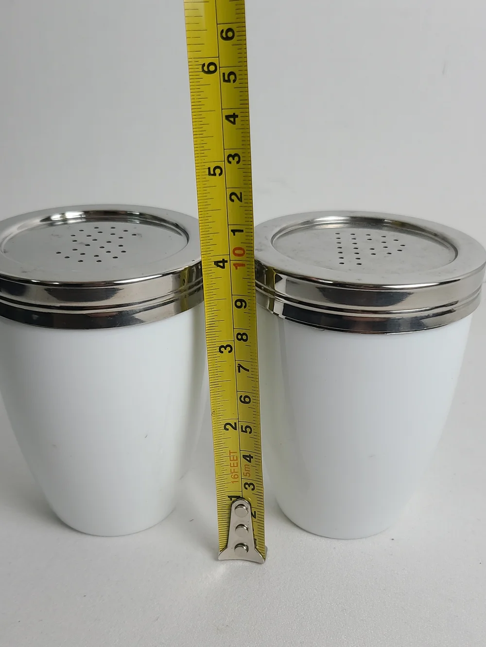 Crate And Barrel White and Silver Salt & Pepper Shaker Set - Home Accents